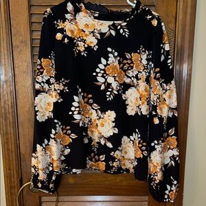 Orange and Black Boxy Blouse with Peter Pan Collar